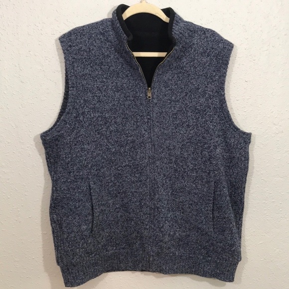 Pendleton Vintage Reversible Blue Washable Wool Sweater Knit & Black Fleece Vest